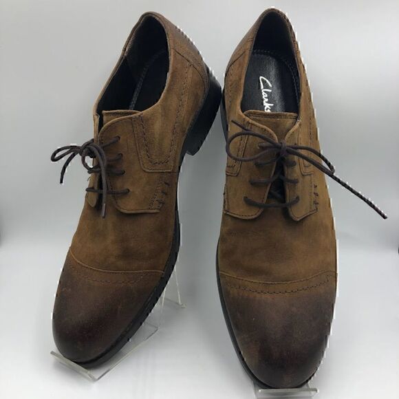 Clarks Men's Brown Leather Cap Toe Lace Up Oxford Shoes Size 12M - Picture 3 of 12
